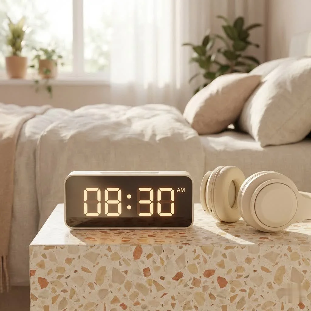 Magnetic digital timer attached to a refrigerator