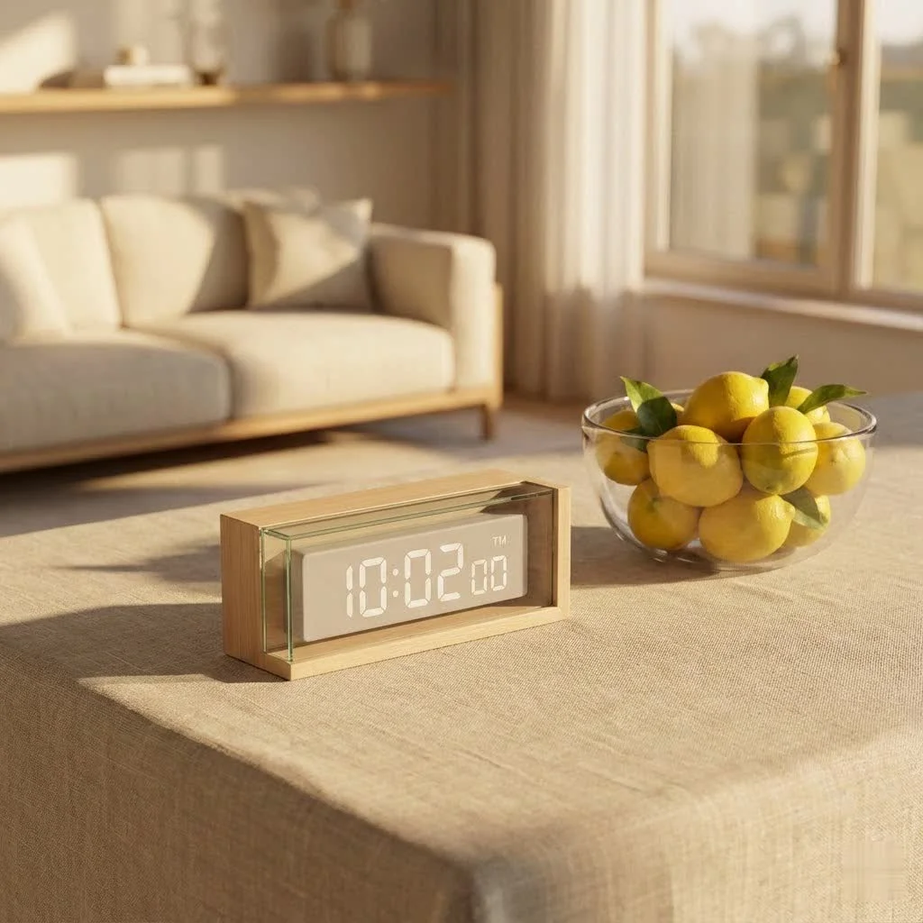 Digital clock and timer displaying time and countdown