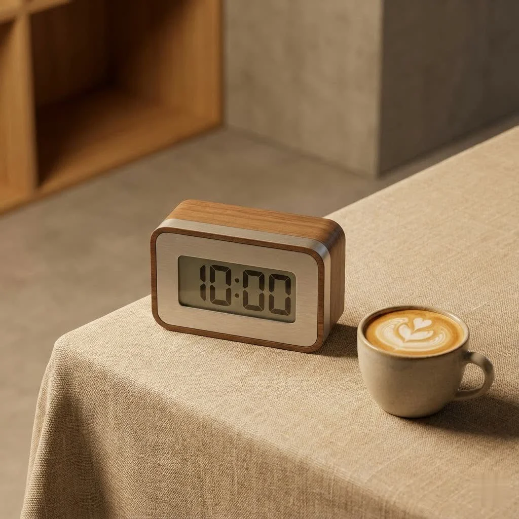 Digital light timer with an LCD screen and buttons