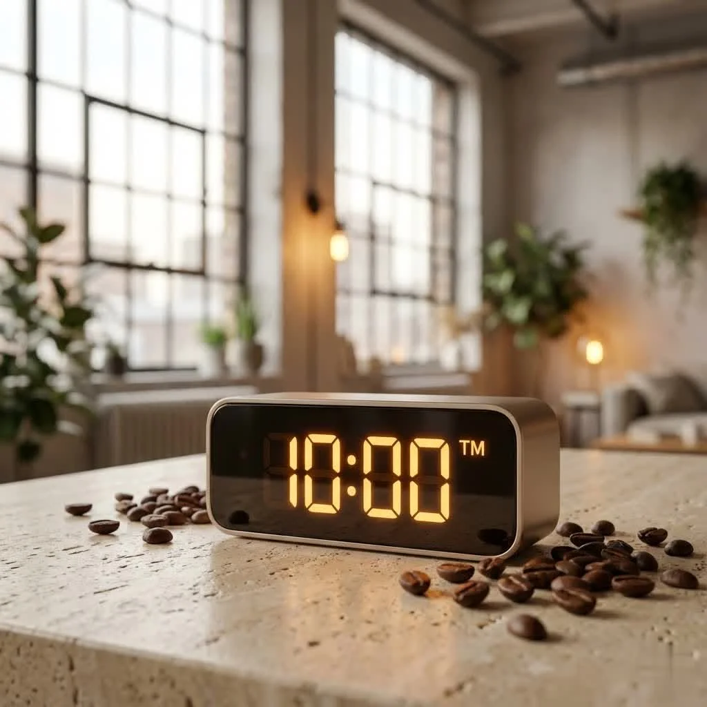 Digital timer on a kitchen counter