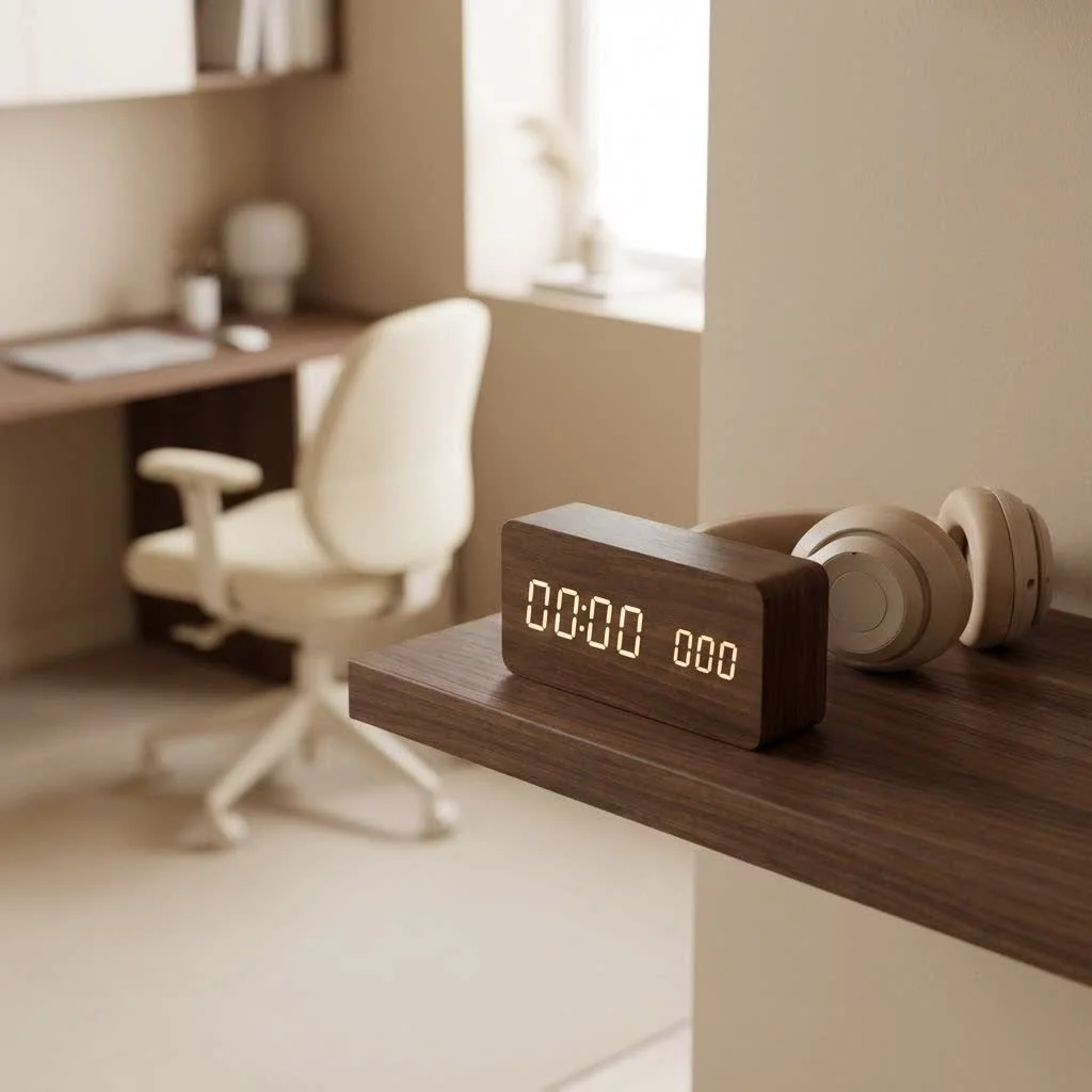 Digital wall timer with a clear LCD screen and buttons