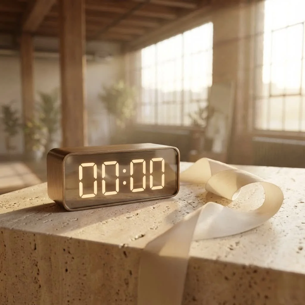 Tork digital timer display showing programmed schedules