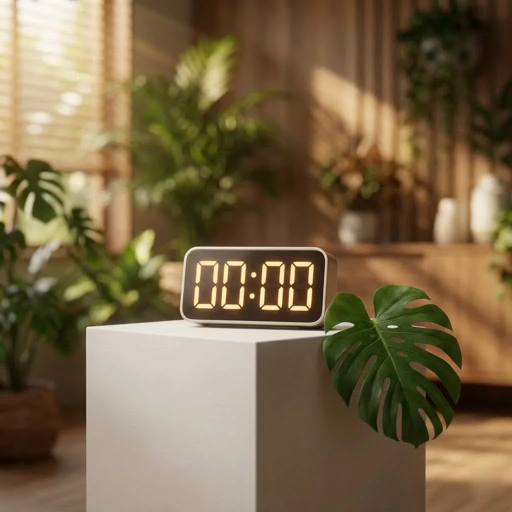 Digital clock countdown timer displaying 15 minutes