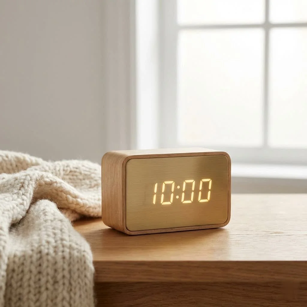 Digital timer relay with a clear display and control buttons