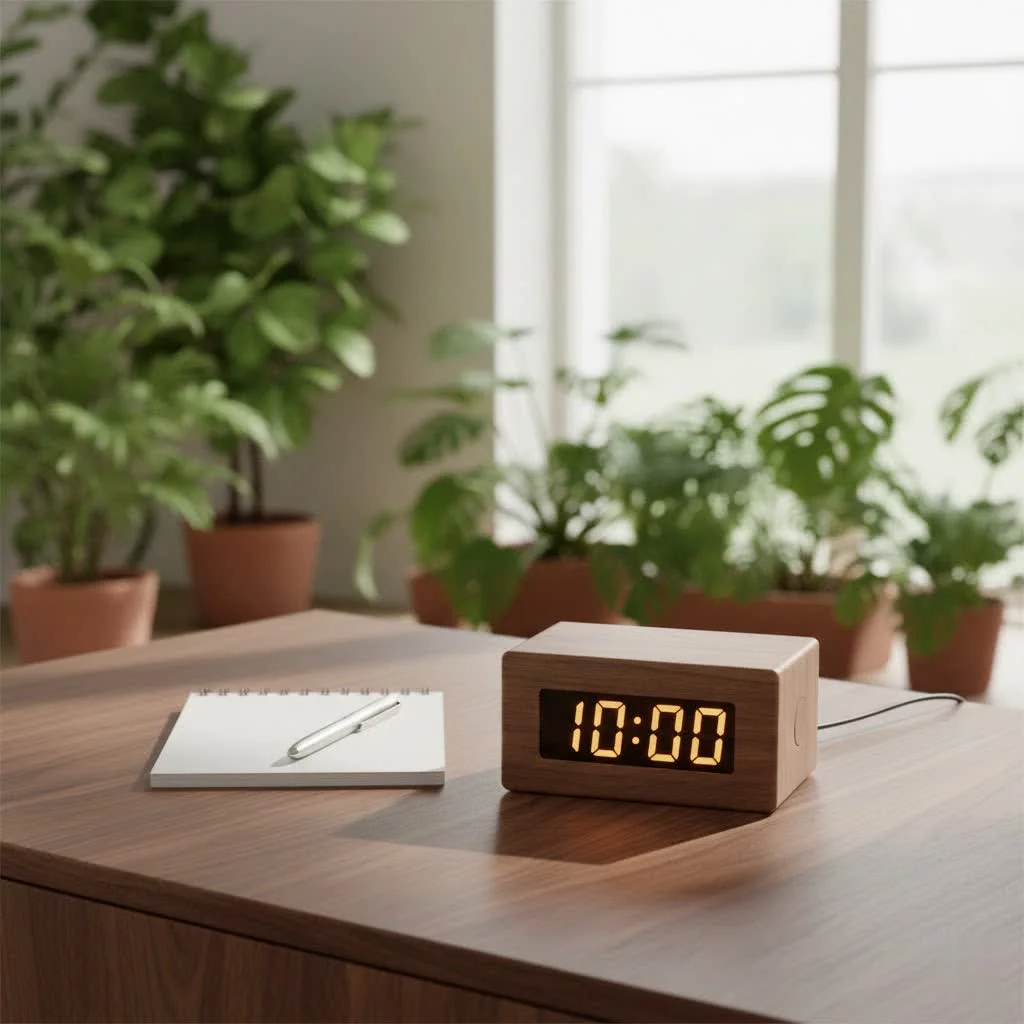 Digital timer displaying a programmed schedule