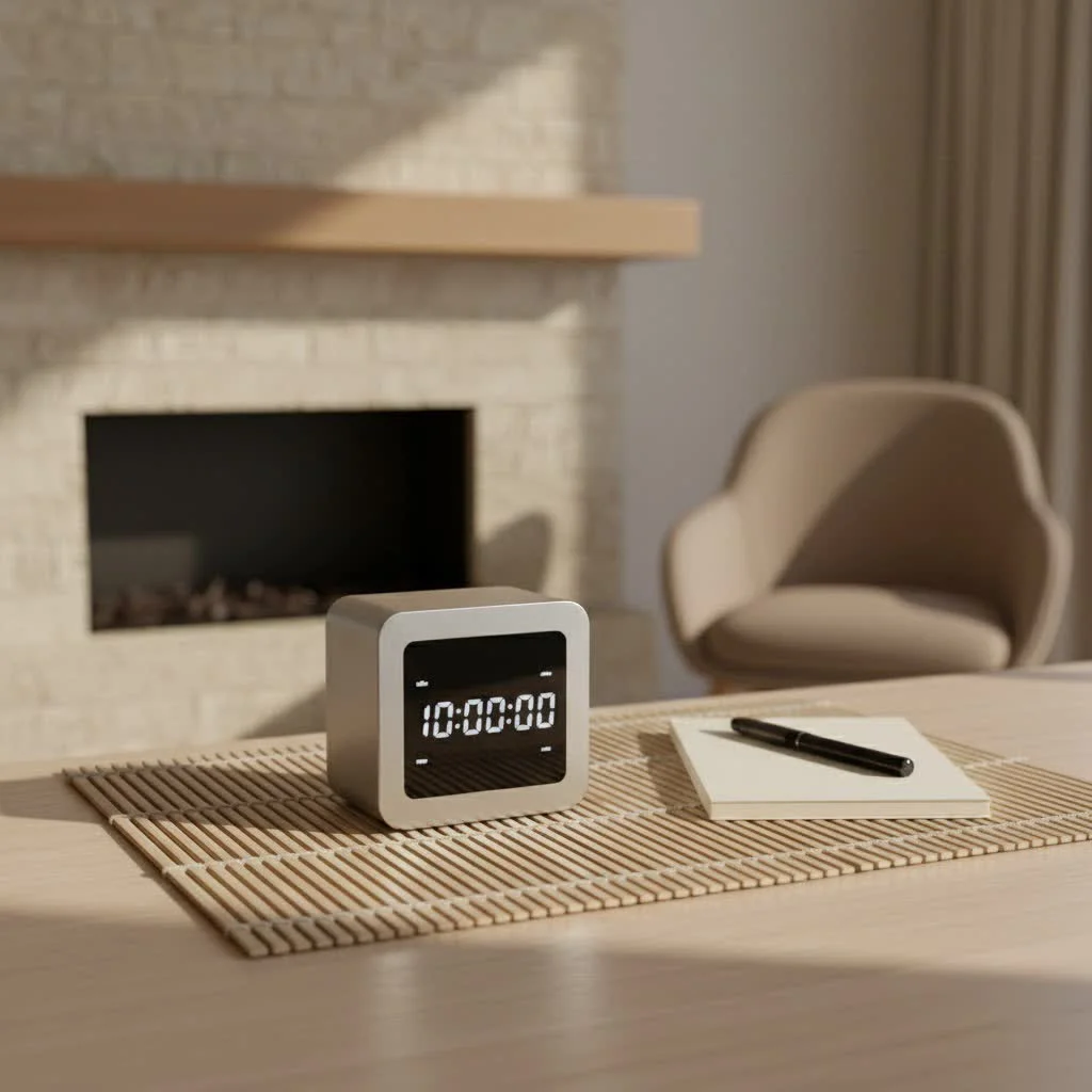 Digital food timer with a clear display on a kitchen counter