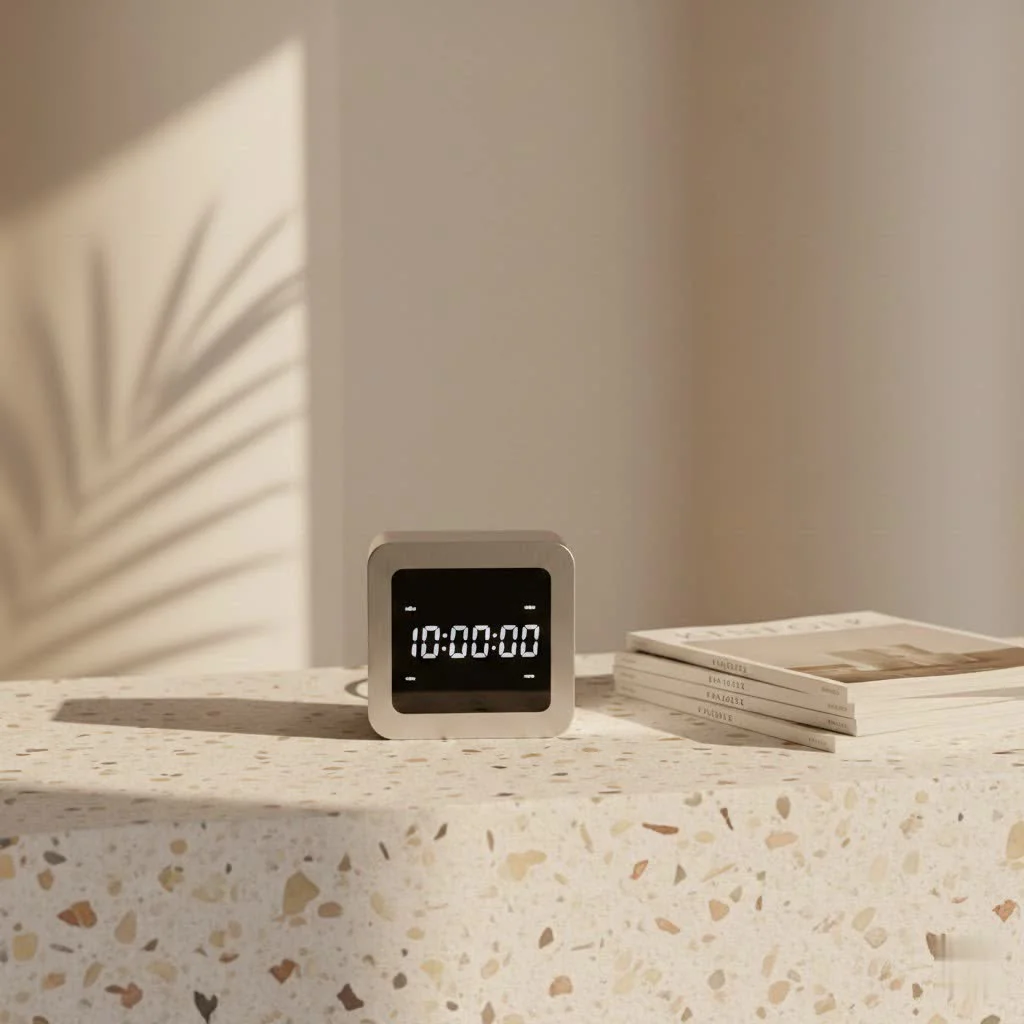 Large digital wall clock with timer showing time and date